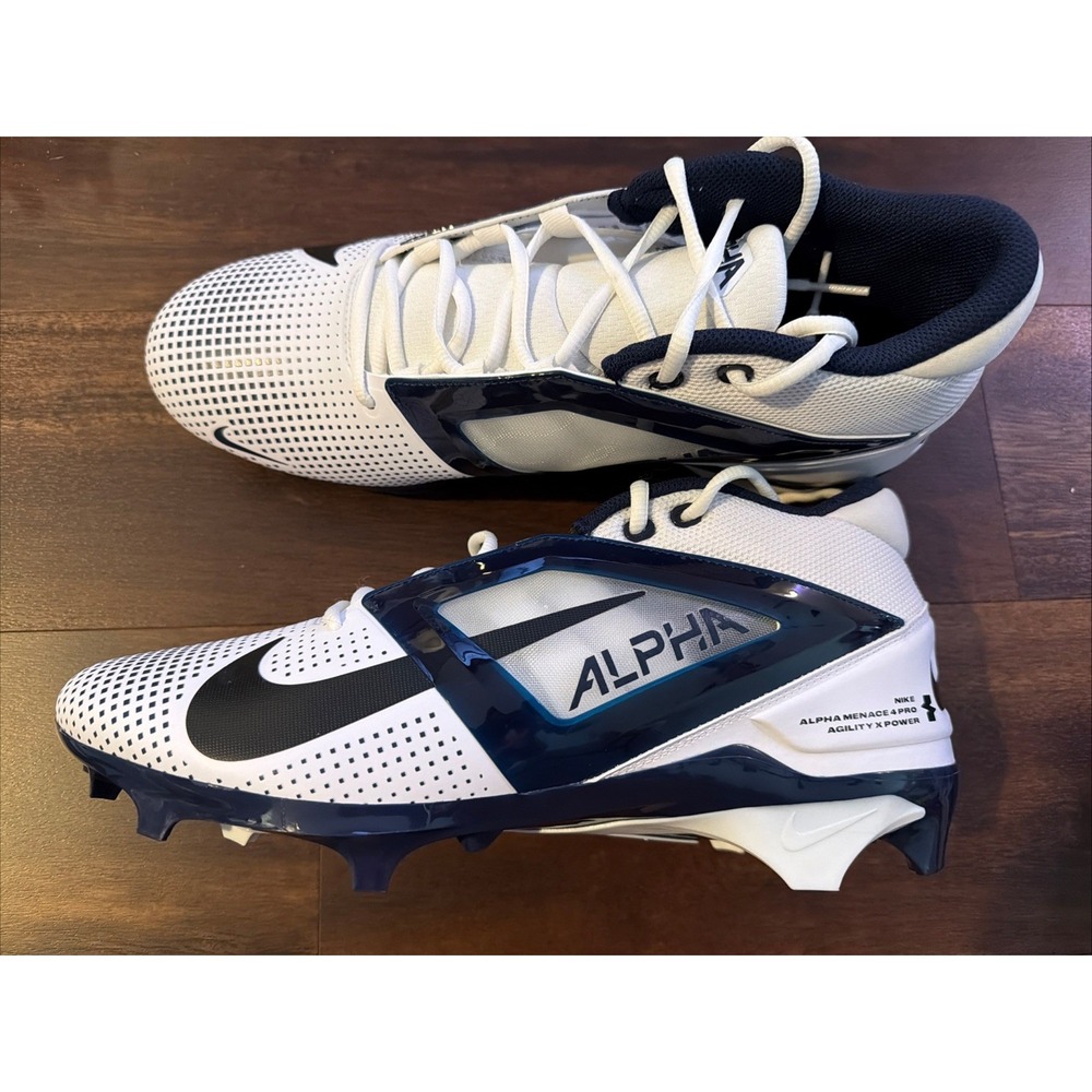 New Nike Mens Alpha Menace 4 Pro Football Cleats Size 13 White Navy